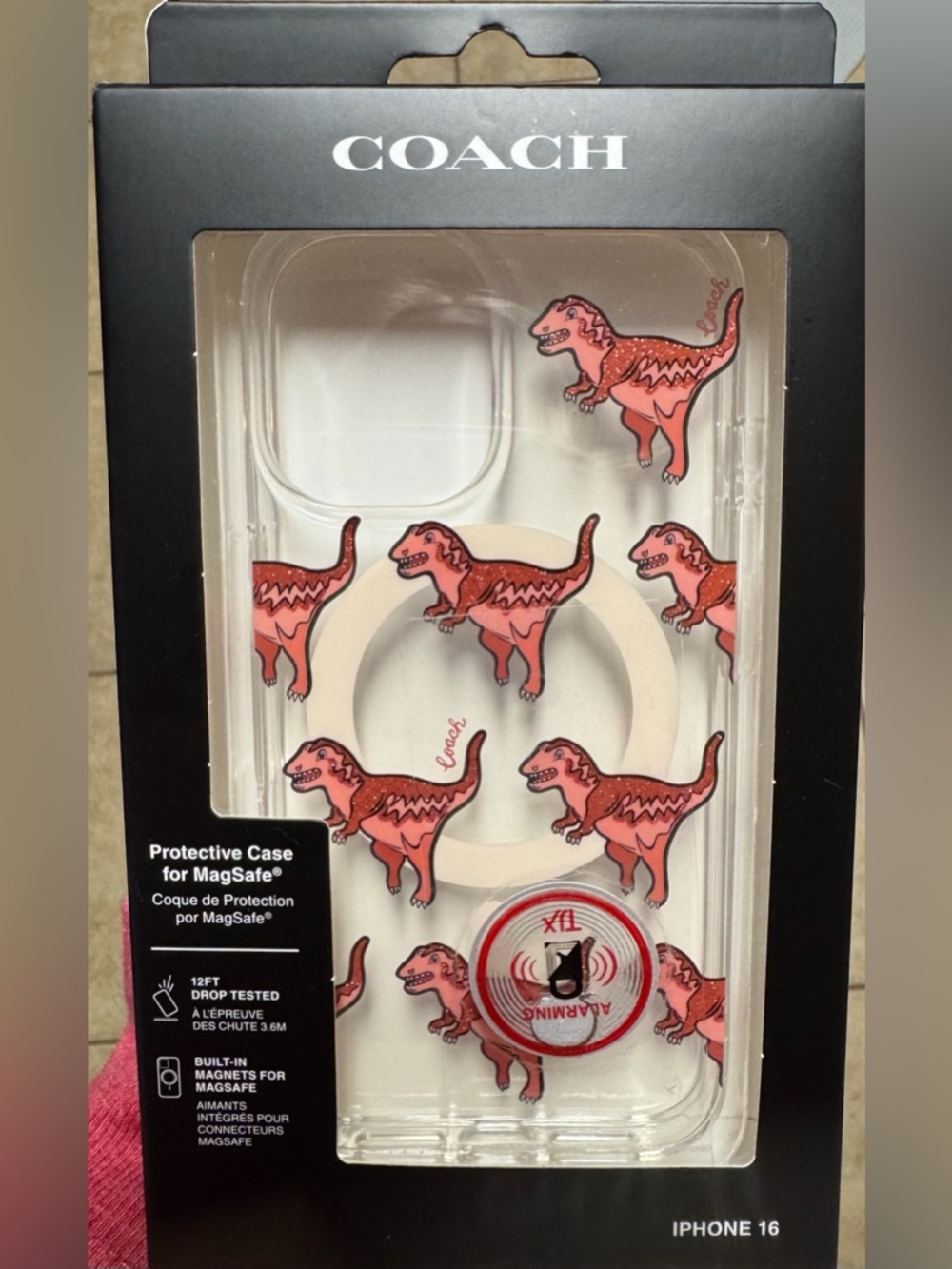 COACH iPhone 16 Case MagSafe Protective Rexy Glitter Dinosaur